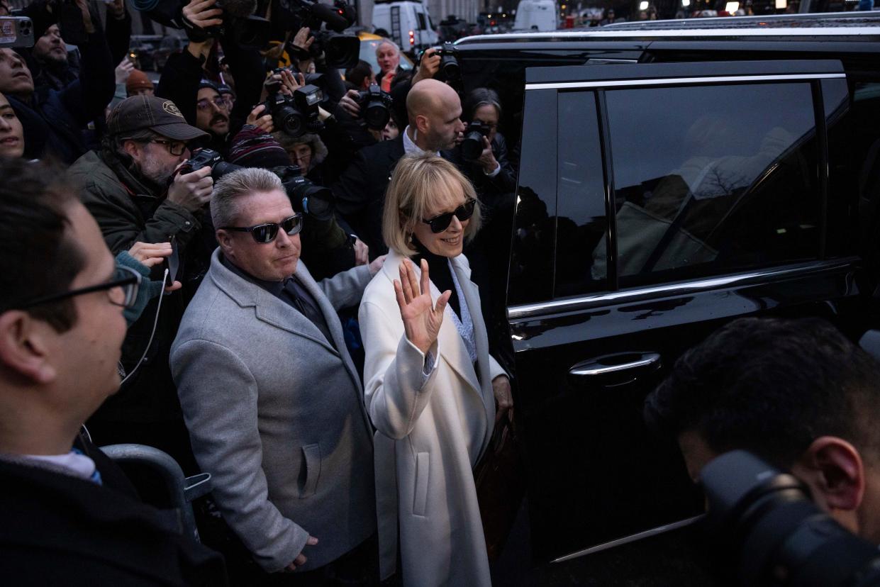 E. Jean Carroll leaves Federal court, Friday, Jan 26, 2024, in New York. A jury has awarded an additional $83.3 million to Carroll, who says former President Donald Trump damaged her reputation by calling her a liar after she accused him of sexual assault