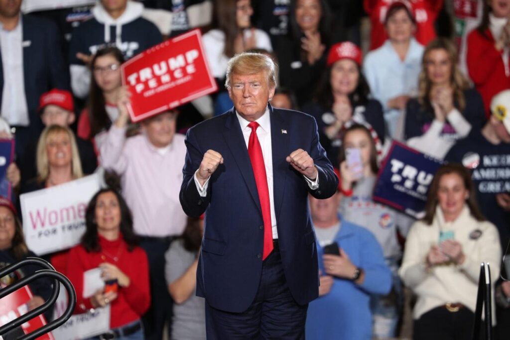 President Donald Trump attends the "Keep America Great Rally" at the Wildwood Convention Center in Wildwood, New Jersey, on Jan. 28, 2020.